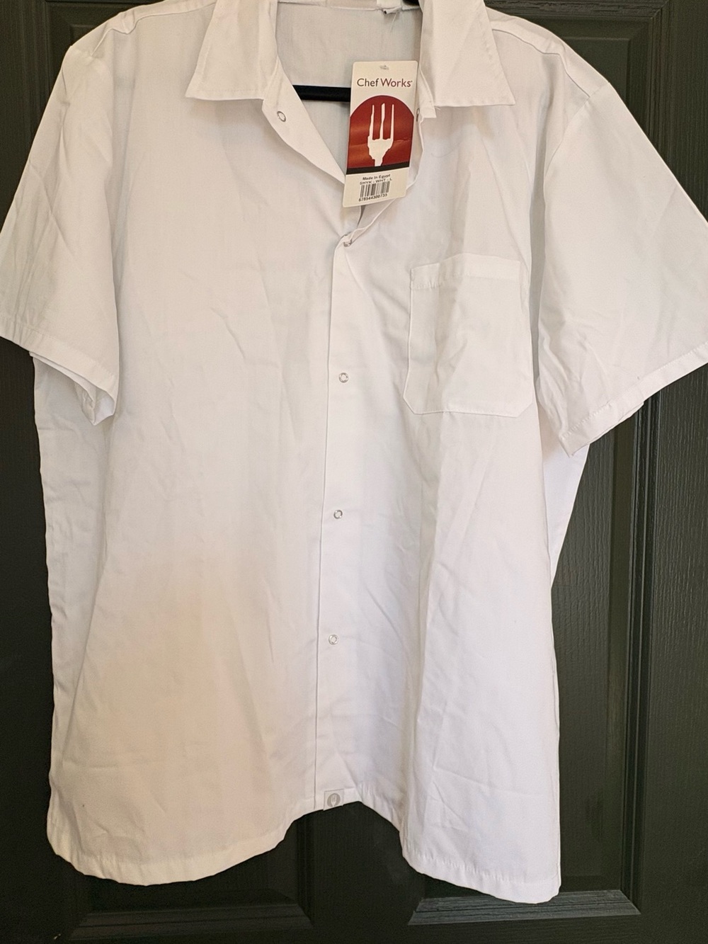 Chef Works Short Sleeve White Button-Down Shirt for Men
